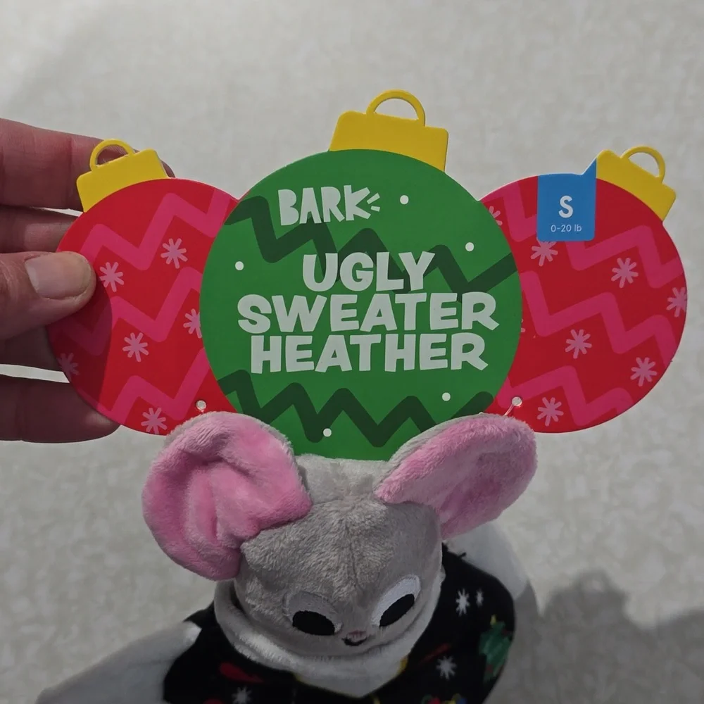 Bark Dog Toy  NWT Ugly Sweater Heather Size Small‎ 0-20 pounds